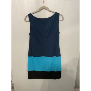 Muse Womens Dress Cowl Neck Colorblock Navy Blue Black Size 10 thumbnail 3