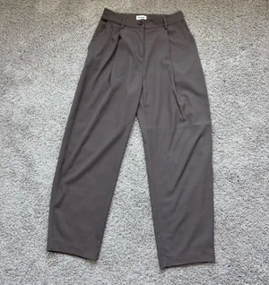 ASOS Weekday Ovoid Pants in Dark Brown thumbnail 6