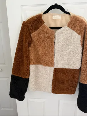 Anthropologie Colorblocked Faux Fur Jacket Size Small thumbnail 2