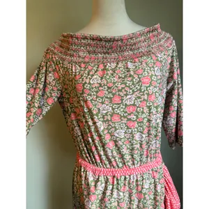 Cabana Life Floral Off Shoulder Maxi Dress Pink Ruffle Large boho‎ resort beach thumbnail 3