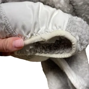 Abercrombie Sherpa Check Fleece Plaid Full Zip Jacket Coat Gray and White Size Medium thumbnail 15