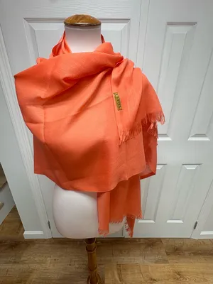 EYFEL Vibrant Orange Pashmina Shall With Fringes - 28.5" x 67.5" - NEW In Bag. thumbnail 12
