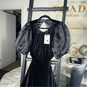 Bardot Marina Velvet Backless Mini Dress Black Womens 6 Medium Sheer Sleeves New thumbnail 5