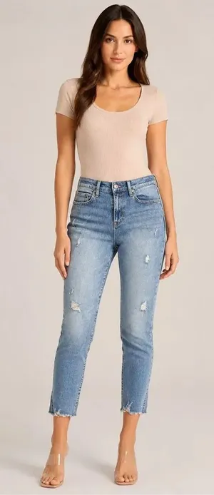 Nicole Miller SoHo High Rise Ankle Skinny Medium Wash Distressed Size 12 #1200 thumbnail 1