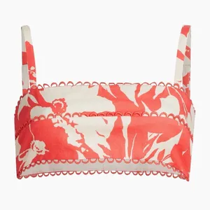 NWT Amur Alina Cotton Floral Bra Top Coral Colorblock Flowers Size 6 thumbnail 2