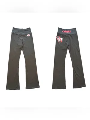 Forever 21 NFL collab Kansas City Chiefs black flare high rise yoga pants NWT LG thumbnail 2