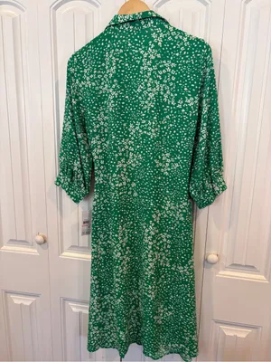 DKNY green and white floral dress size 10 thumbnail 2