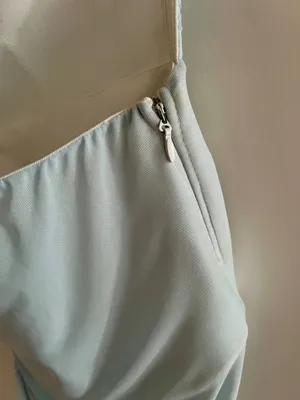 Light Blue Sheer Ruched Sexy Open Back Asymmetrical Dress Size Small thumbnail 4