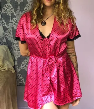 Polka Dot Silky Pajamas Pink thumbnail 3