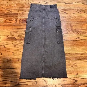 Denim Forum Aritzia Jean‎ Maxi Skirt Black 90s Y2K Utility Raw Hem Size 25 thumbnail 2
