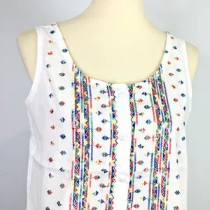 Vintage western embroidered white button up tank top Size Medium 9-10 thumbnail 6
