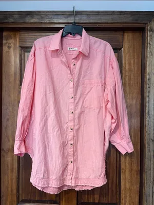 We The Free Happy Hour Shirt Oversized Pink Jean Shirt Jacket L thumbnail 2
