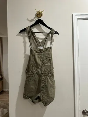 FREE PEOPLE Ziggy Shortall in Wash Army Green Size Small thumbnail 4