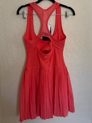 Fabletics Hot Shot Pleated Dress Classic Coral Pink Mini Dress W/ shorts size S thumbnail 6