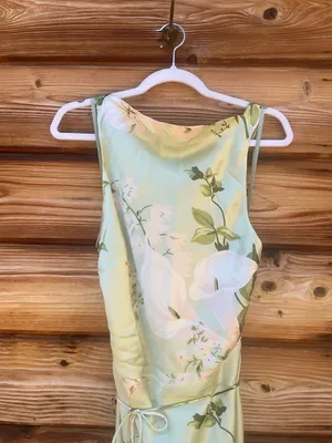 O.p.t. Few Moda Roslyn Size M Green Floral Silk Maxi Dress Few Moda thumbnail 7