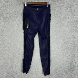 style reform leggings womens medium blue irradescent crochet ruched cropped‎ nwt thumbnail 8