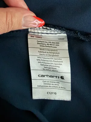 Carhartt Force Women L Navy Blue Cross Flex V Neck Scrub Top Modern Fit Nursing thumbnail 6