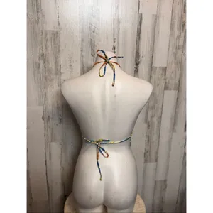 Multicolor Floral Triangle Bikini Top – Size Medium Green thumbnail 5