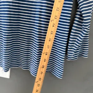 J. Mclaughlin M Navy Blue White Striped Cotton Long Sleeve Crew‎ Neck Tee Shirt thumbnail 5