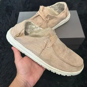 HEY DUDE tan glitter casual shoes sneakers women’s 8 thumbnail 1