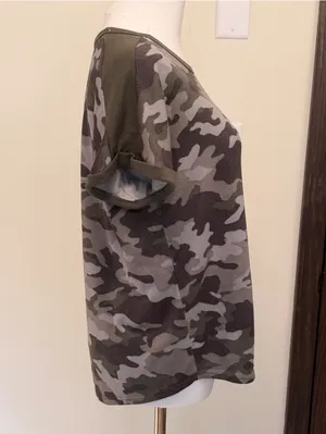 Lucky Brand loose fit rolled short sleeve camo top thumbnail 2