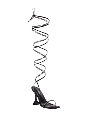 NEW AZALEA WANG Sophie Rhinestone Lace Up Sandal in Black Size 9 thumbnail 3