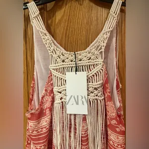 ZARA Macrame Bohemian Festival Lightweight Lined‎ Maxi Dress Size Medium / Large thumbnail 11
