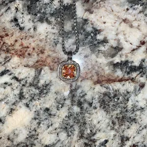 Citrine rhinestone necklace & earring set thumbnail 5