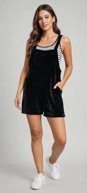 Reformation Velvet Romper in Black M thumbnail 1