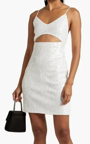 Alice + Olivia Valli Cutout Sequined Mesh Mini Dress White 4 thumbnail 1