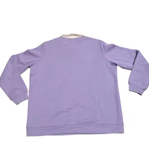 Vintage Grannycore Collared Sweatshirt‎ Pastel Purple Teacup Embroidered Size L thumbnail 3