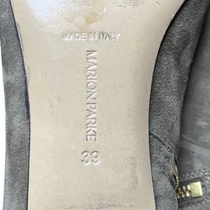Minimalist Suede Ankle Booties Taupe Gold‎ Heel Marion Parke 39 thumbnail 6
