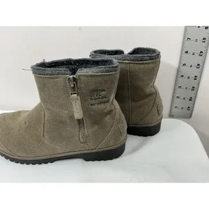 Womans Sorel Water Proof Ankle Boots 8.5 Taupe Side Zip Low Heel thumbnail 5