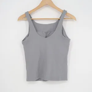 Lavento Cropped Tank Top Womens 6 Gray Stretch V Back Gym Workout Athleisure thumbnail 3