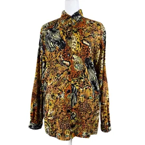 Vintage ‘90s Beechers Brook Tiger, Leopard & Zebra Print Long Sleeve Blouse thumbnail 2