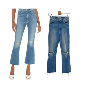 Mother‎ The Hustler Ankle Fray Understudy Distressed Crop Flare Jeans Size 24 thumbnail 2