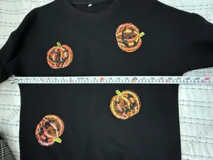 Black Sequin Pumpkin Halloween Sweatshirt Oversized Cozy Fall Medium NWOT thumbnail 6