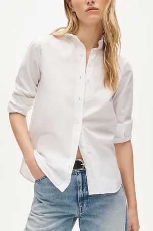 NWT J. CREW Jules Ruffle Collar Shirt Cotton Poplin White thumbnail 1