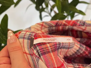 Free People Red Plaid Button-Up Shirt Cotton Gauze crinkle thumbnail 6