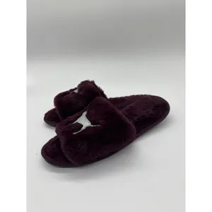 PINK Victoria's Secret Shoes Womens Size 9.5 Purple Furry Slide Slippers Logo thumbnail 3