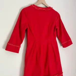 Boden Women’s 3/4 Sleeve V Neck Fringe Detail Dress in Orange Size 4 Petite thumbnail 4