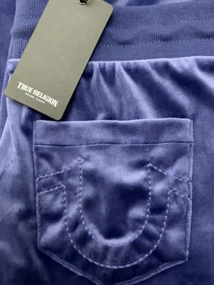 NWT True Religion Women Large Velour Rhinestone Track Pants Wide Straight Leg thumbnail 6