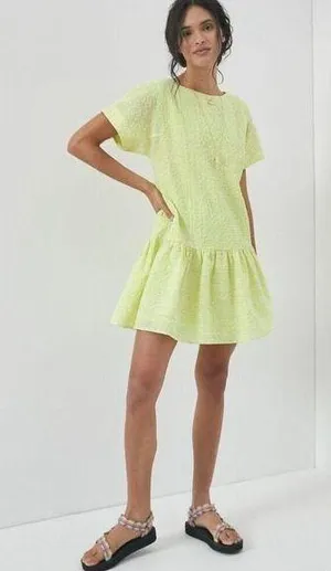 Anthropologie Corey Lynn Calter Yellow Mariah Textured Mini Dress Size Medium thumbnail 1