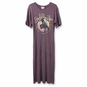 NEW Free People x Vintage Souls Chocolate Brown Saddle Up Graphic Maxi Tee Dress thumbnail 4