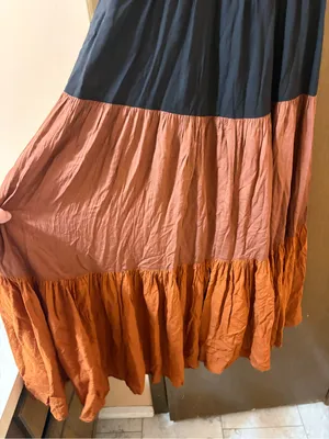 Seen Worn Kept Anthropologie tiered black & orange sleeveless maxi dress thumbnail 6