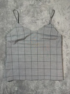 Banana Republic Women’s S Gray Windowpane Plaid Wool Blend Cami Tank Top Busines thumbnail 2