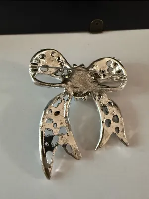 Bow Black Pearl Brooch Pin Pendant Rhinestone Jewelry Fashion thumbnail 5