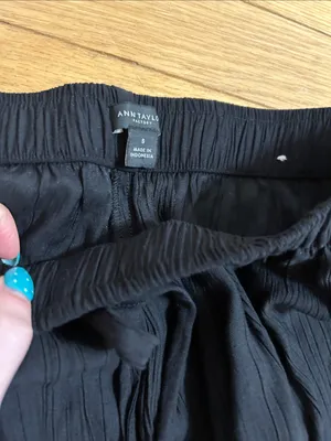 Ann Taylor Factory Black Crinkle Boot-Cut Pants thumbnail 2