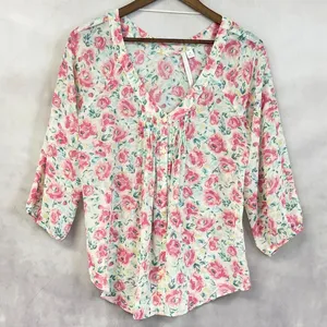 Lauren Conrad Floral‎ Blouse Women Medium Flowy Cottage Feminine Dainty Coquette thumbnail 14
