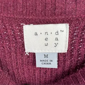 A New Day Sweater Dress Womens M Burgundy Ribbed Knit Midi Long Sleeve Fall thumbnail 7